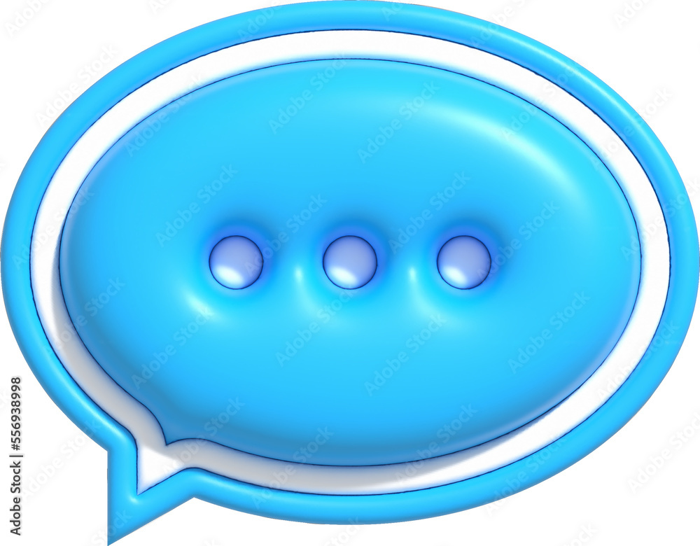 Fototapeta premium 3D speech bubble chat with dots inside, Message notification icon, Bubble chat 3D render illustration