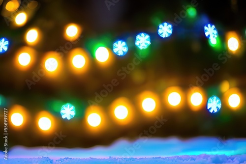 Generative AI Yellow Festive Lights for a Merry Christmas