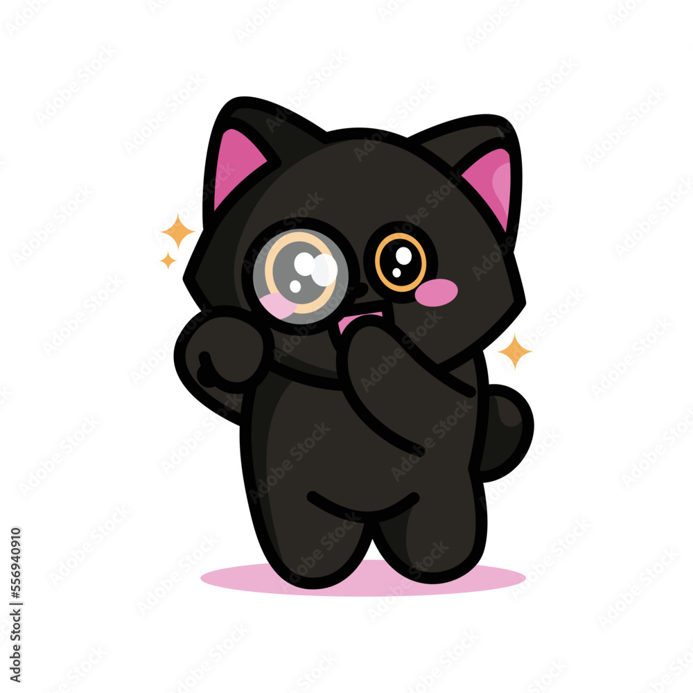 cute black cat is doing adorable pose