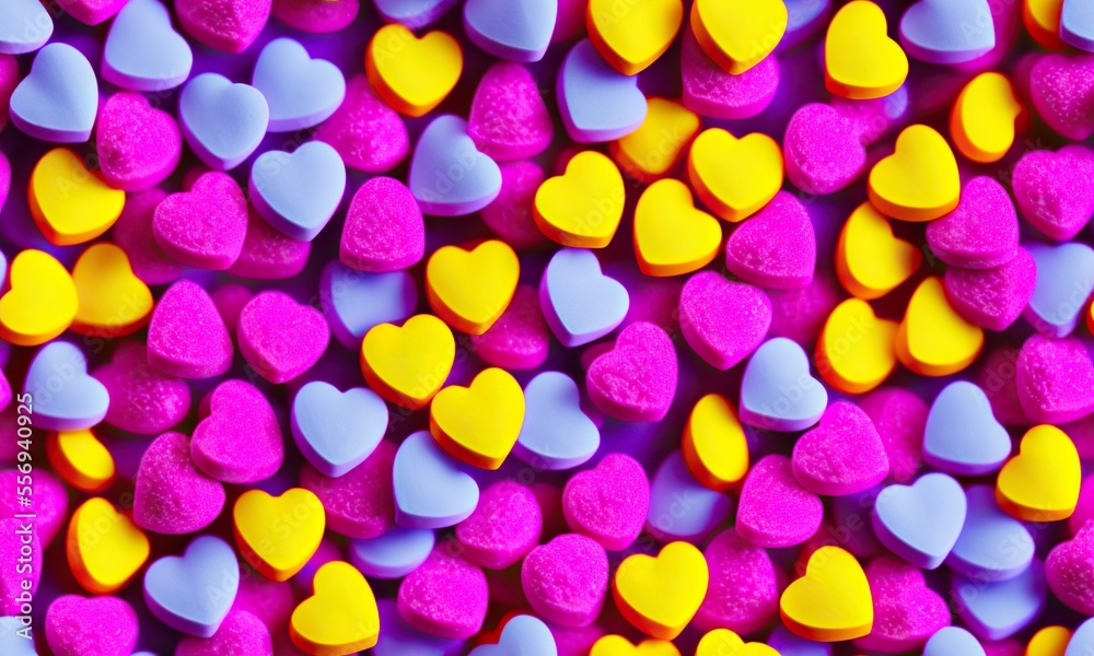 Candy Hearts, Seamless Infinite Pattern, Generative AI Candy Hearts, Seamless Infinite Pattern, Generative AI