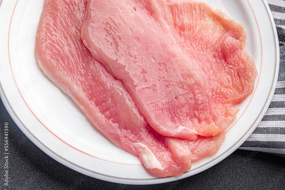 turkey meat raw fillet poultry diet snack meal food on the table copy space food background top view turkey meat raw fillet poultry diet snack meal food on the table copy space food background top view