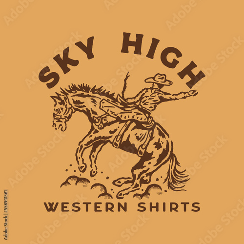 rodeo illustration horse graphic cowboy design badge vintage western t shirt