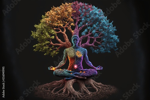 Figure Meditating in the Lotus Position. Generative AI.