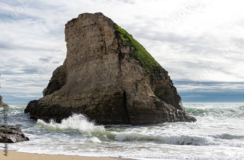 Shark Fin Cove Beach in California, USA. Bonny Doon Beach and Shark Fin Cove Loop is a 2.4 mile moderately trafficked loop trail located near Davenport, California photo