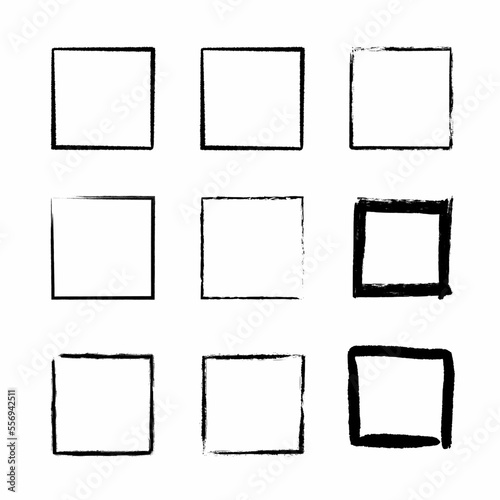 Frame icon template. Squares grunge icon set. Stock vector.
