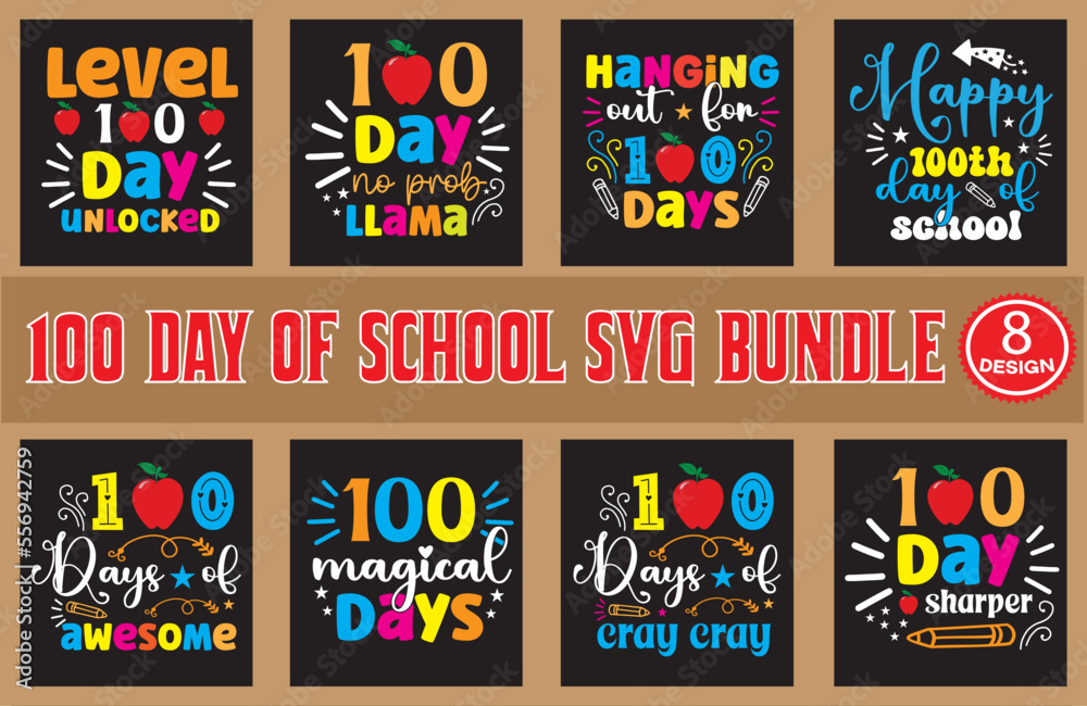 100 day of school svg t shirt design bundle