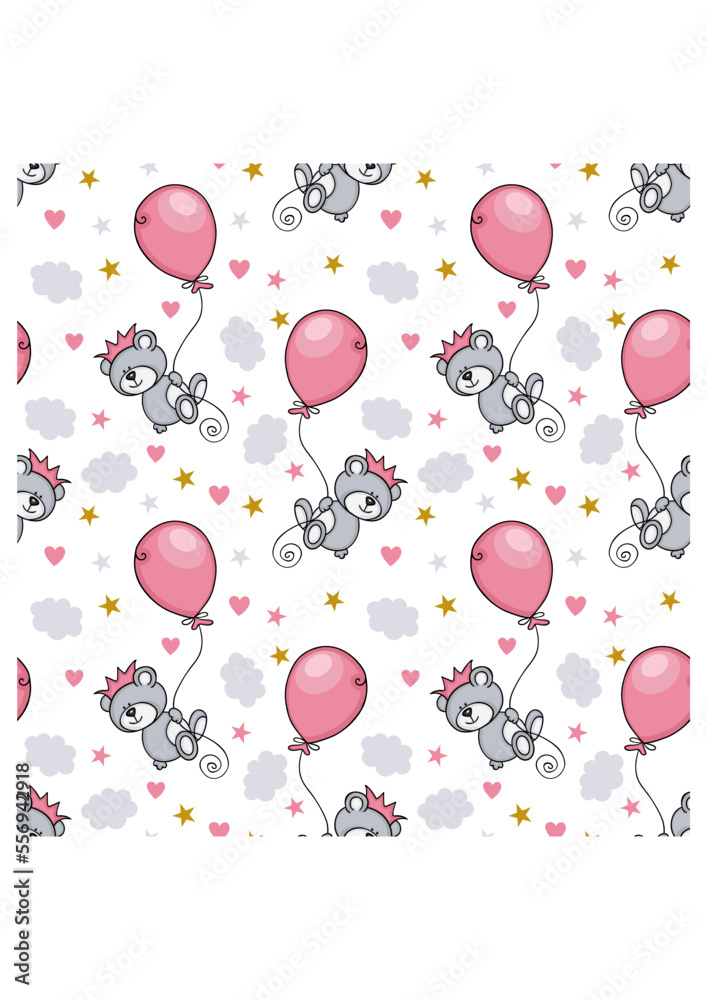 Sweet dreams seamless pattern background with adorable teddy bear