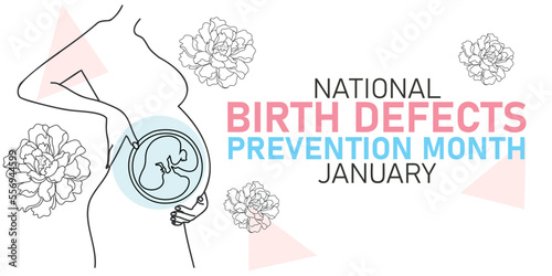 National Birth Defects Prevention Month. Human embry in the womb. Abstract vector illustration