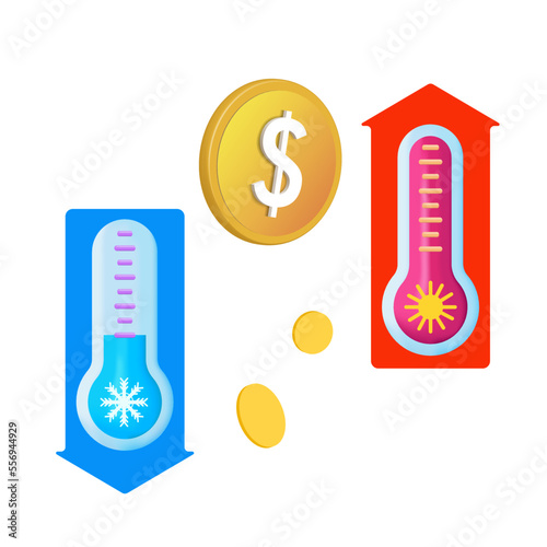 Improving the effectiveness of creative business ideas, planning economic tasks. Accumulation of funds. 3d vector illustration. Cartoon style.