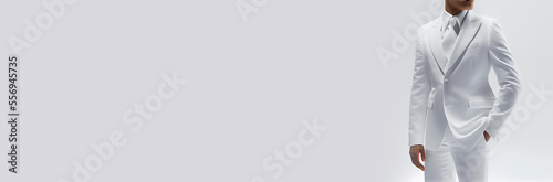 Man in white suit on the white background created with Generative Ai
