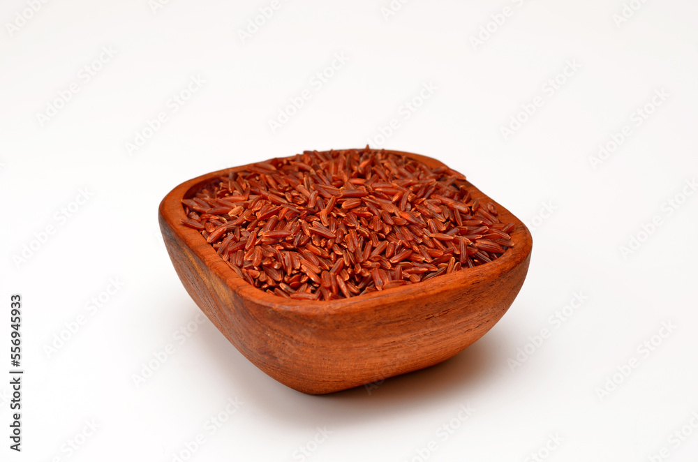 bowl with uncooked chinese brown rice isolated on white background bowl with uncooked chinese brown rice isolated on white background