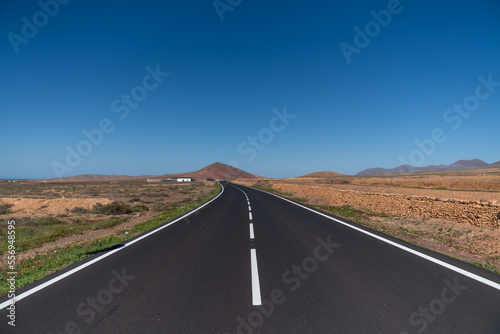 road in the desert of Islas Canarias - Fuerteventra island