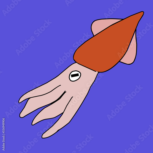 Cuttlefish sea animal design. cute squid tasty sea food of restaurant. vector illustration