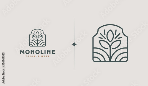 Leaf Flower Tree monoline. Universal creative premium symbol. Vector sign icon logo template. Vector illustration