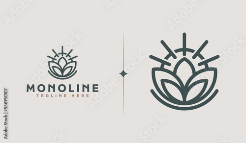 Leaf Flower Tree monoline. Universal creative premium symbol. Vector sign icon logo template. Vector illustration
