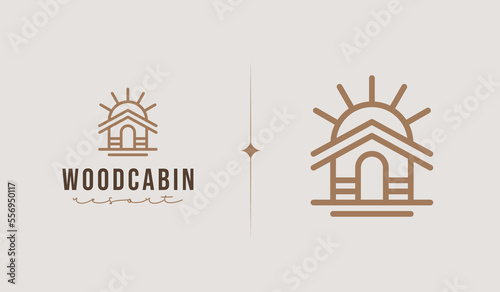 Rustic Retro Vintage Wooden Barn Farm Village Resort logo Illustration. Universal creative premium symbol. Vector sign icon logo template. Vector illustration