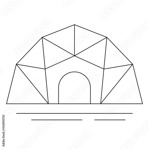 doodle tent icon, glamping, tent drawing, linear icon, hand drawing
