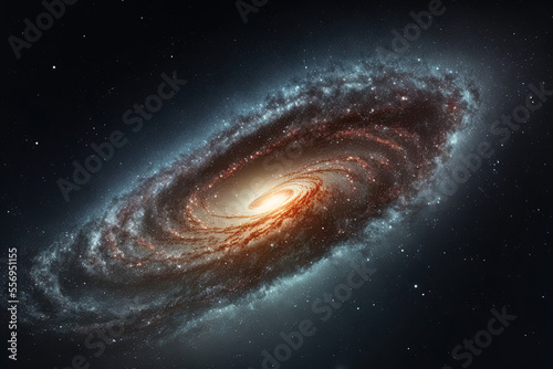 Milky Way galaxy in the universe, with stars and space dustcomet 252 Saturn is seen in a long exposure shot with grain to the left and below. Generative AI