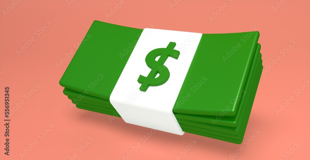 Minimal cartoon style money dollar cash icon isolated. 3d rendering.
Minimal cartoon style money dollar cash icon isolated. 3d rendering.