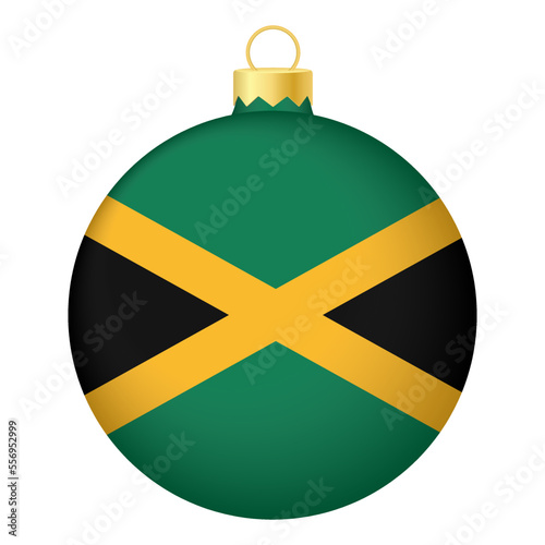 Christmas tree ball with Jamaica flag. Icon for Christmas holiday