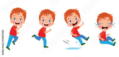 worried scared boy slipping and falling