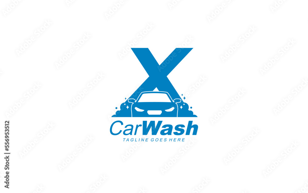X logo carwash for identity. car template vector illustration for your brand.