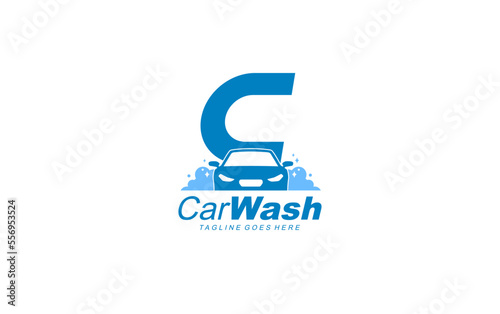 C logo carwash for identity. car template vector illustration for your brand.