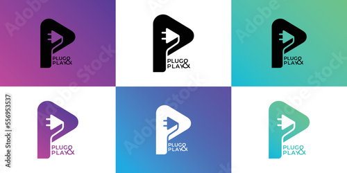 Plug and Play logo design inspiration for your business such as music industrial, electrical store.