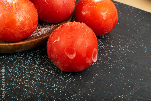 Frozen Tomatoes, Whole Iced Tomato Pile, Frozen Red Vegetables Pile