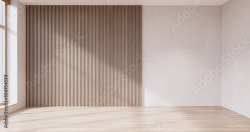 Muji style  Empty wooden room Cleaning japandi room interior 