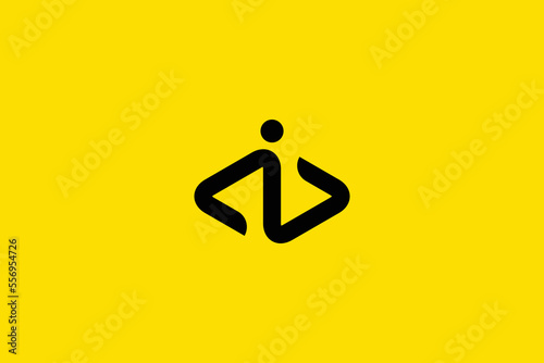 Minimal Awesome Trendy Professional Coding Logo Design Template On Yellow Background