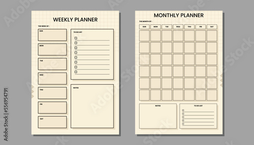 weekly planner and monthly planner template