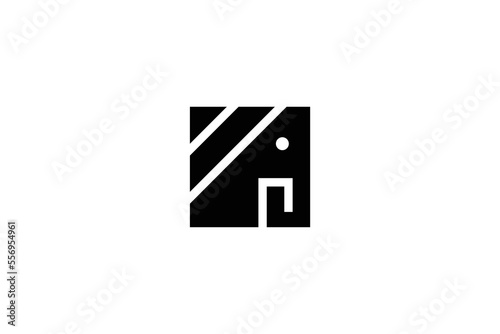 Minimal Awesome Trendy Professional Elephant Home Logo Design Template On White Background