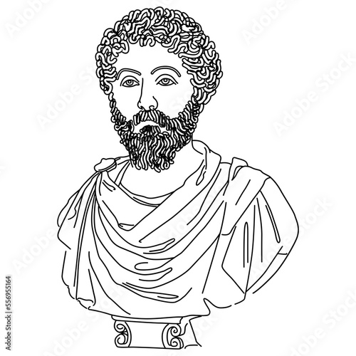 Marcus Aurelius, Statue, Linien Zeichnung photo