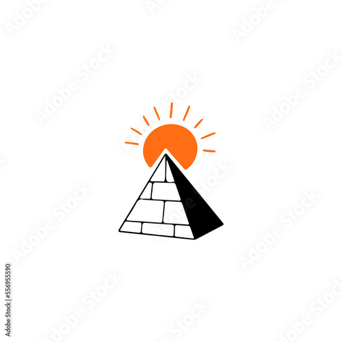 vector illustration of pyramid with sun