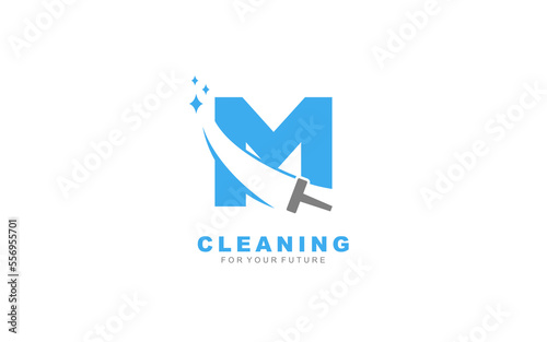 M logo cleaning services for branding company. Housework template vector illustration for your brand.