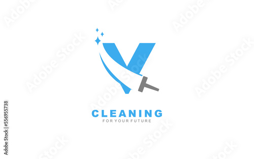 V logo cleaning services for branding company. Housework template vector illustration for your brand.
