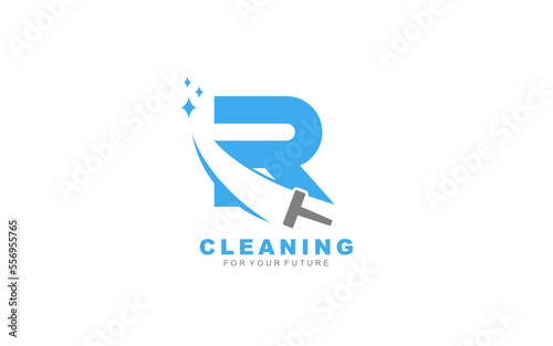 R logo cleaning services for branding company. Housework template vector illustration for your brand.