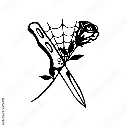 dagger and rose illustrator vector