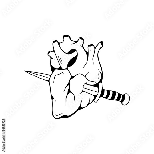 vector illustrator of a heart pierced by a dagger