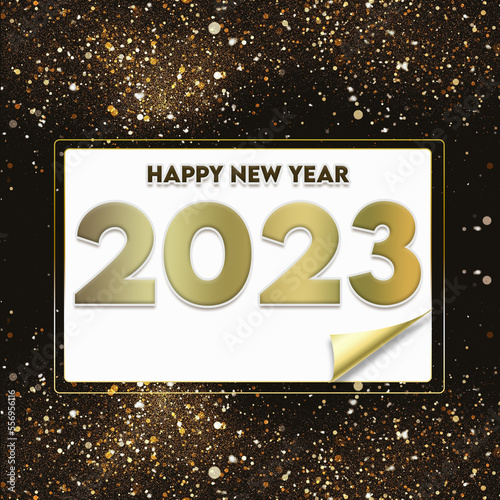 Happy New Year 2023 card template.