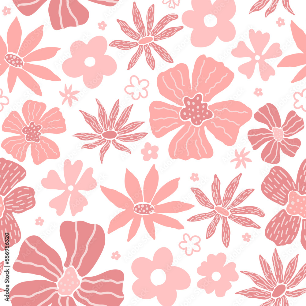 Bloom Flower Vector Seamless Pattern