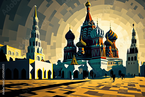 the Moscow Kremlin's Cathedral Square as a whole. Generative AI