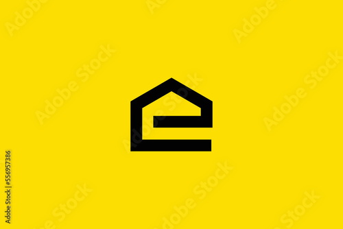Minimal Awesome Trendy Professional Letter E Home Logo Design Template On Yellow Background