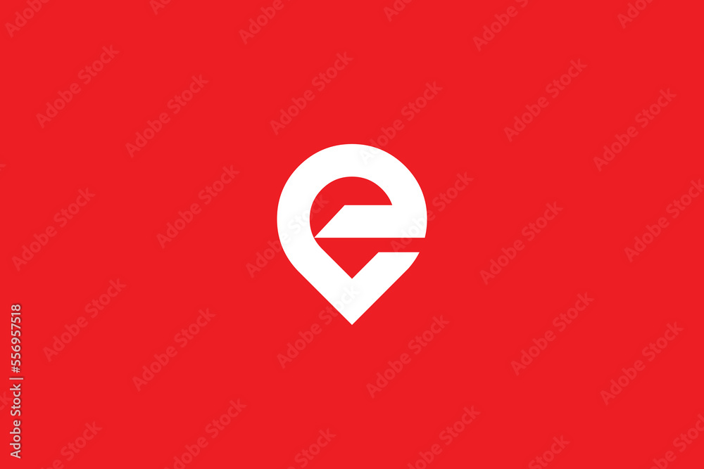 Fototapeta premium Minimal Awesome Trendy Professional Letter E Location Icon Logo Design Template On Red Background