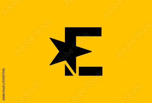 letter E logo design, letter E with Star combination, flat design logo template, vector illustration