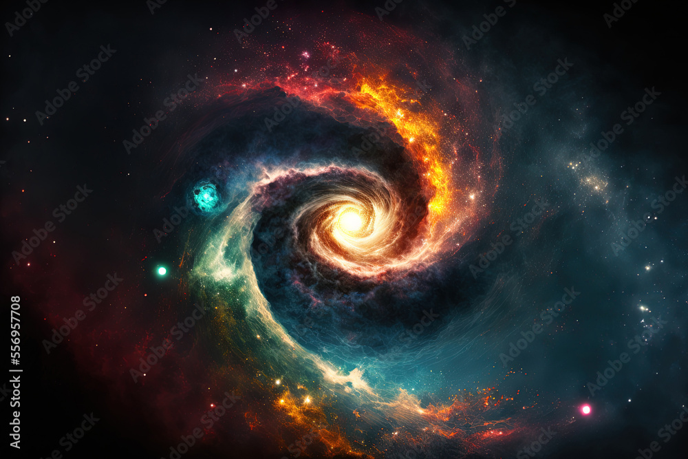 Galaxies and the Milky Way Nebula in space. Generative AI