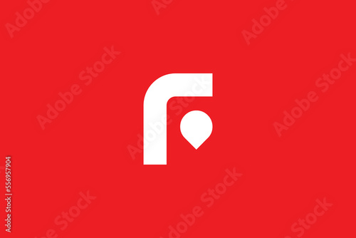 Minimal Awesome Trendy Professional Letter F Location Icon Logo Design Template On Red Background