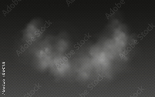Fog or smoke effect, realistic smog, haze, mist or cloudiness isolated on transparent background. Vector illustration.