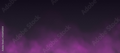 Pink smoke, colorful fog, realistic smog, haze, mist or cloudiness effect isolated on transparent background. Colored powder concept, holi celebration background. Vector illustration.